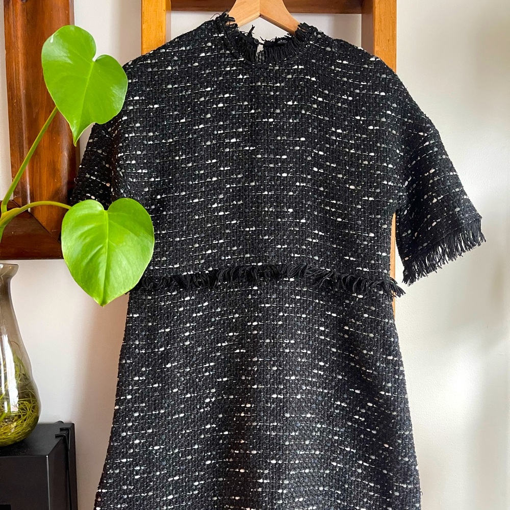 Zara SZ XS Black and White Tweed Dress!